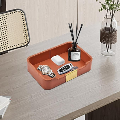 Luxury Leather Valet Tray Desktop Storage Organizer, Bedside Vanity Catchall - Image 7