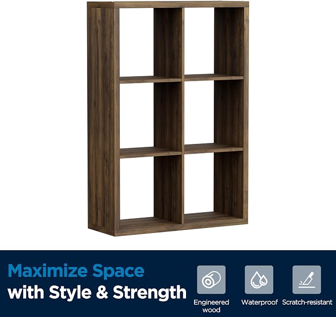 6 Cube Storage Organizer, 2x3 Cube Bookshelf, Cubby Storage Shelf, Wooden - Image 8