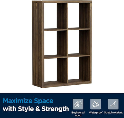 6 Cube Storage Organizer, 2x3 Cube Bookshelf, Cubby Storage Shelf, Wooden - Image 8