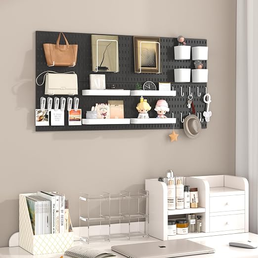 Pegboard Combination Kit, 8 Peg Boards and 30 Accessories Modular Hanging Black - Image 6