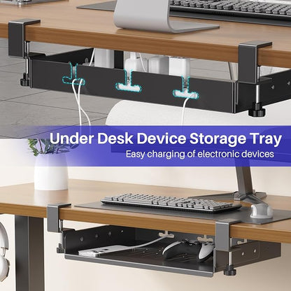 No Drill Under Desk Laptop Mount, Metal Under Desk Storage Shelf - Image 8