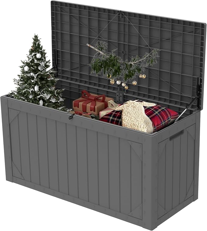 100 Gallon Resin Deck Box, Waterproof Outdoor Storage Box by Unknown
