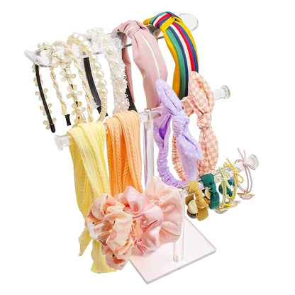 Bigfety Acrylic Headband Holder, 3-Tier Hair Accessories Organizer Clear Stand by Bigfety