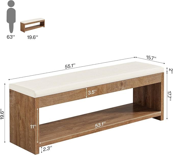 Tribesigns 2-Tier Entryway Bench - Image 2