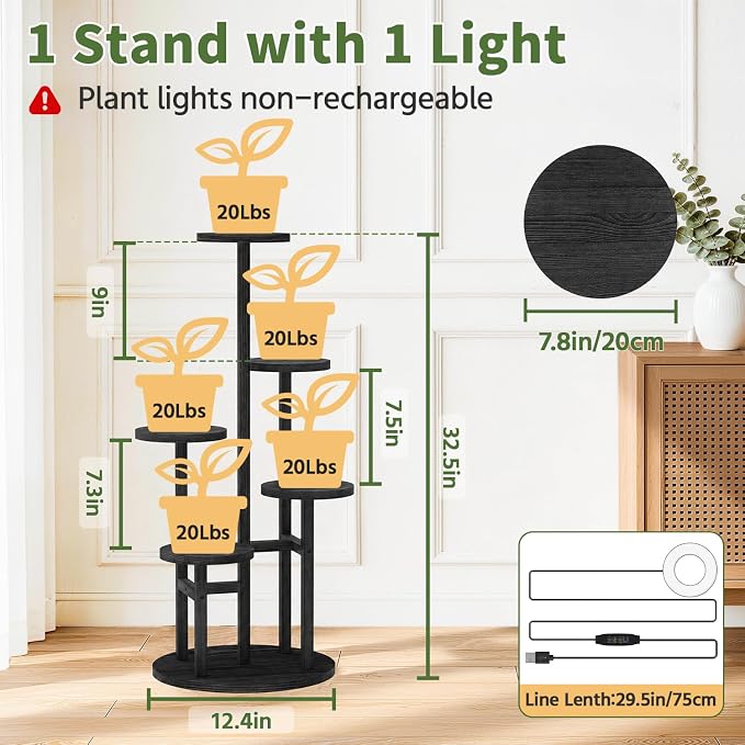LASZOLA 5 Tiered Wood Plant Stand Indoor Corner - Image 2