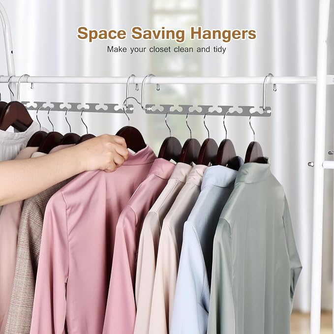 Space Saving Hangers for Clothes 20 Pack, Sturdy Metal Hangers Wardrobe - Image 6