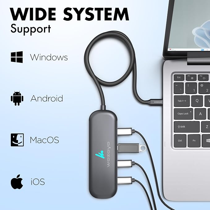 Type C to 4 in 1 Type C Hub, Wozoyo 4XType C 5 Gbps, Data Transfer Upto 5Gbps - Image 7