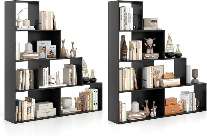 Tangkula 4-Tier Stepped Bookshelf, Freestanding 6 Cubes Ladder Bookcase by TANGKULA