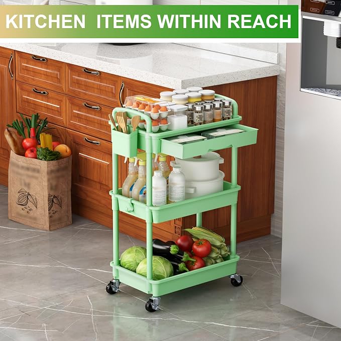 Goovilla 3 Tier Rolling Utility Cart Organizer - Image 7
