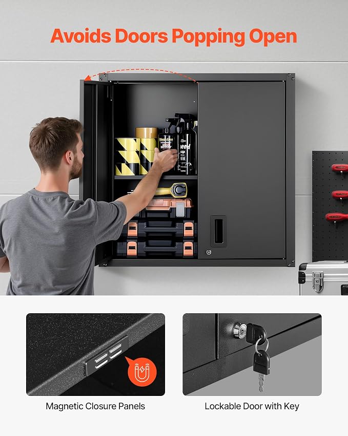 VEVOR Metal Wall Cabinet, 30W x 12.2D x 30H Inch, Steel Floating Hanging - Image 5