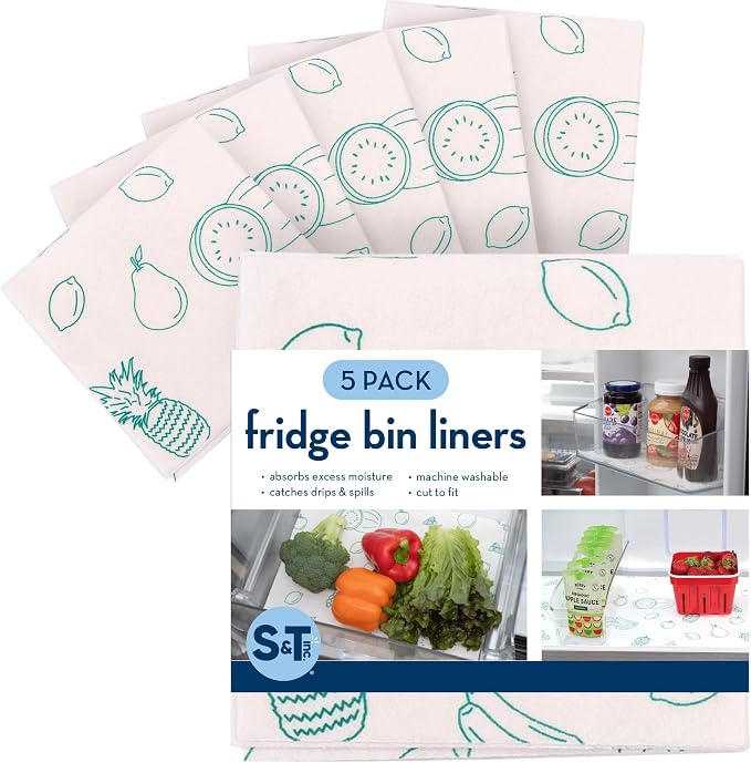 S&T INC. Fridge Liners, 5 Pack, Fruit | Non-Adhesive, Washable and Absorbent by STINC