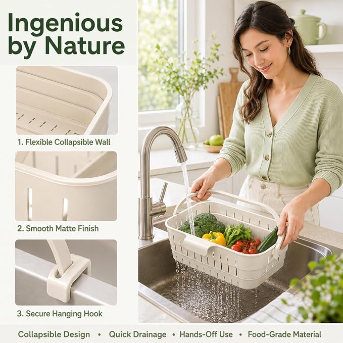 Foldable Hanging Sink Drain Basket, 2026 Upgraded Foldable Kitchen Sink Strainer - Image 6
