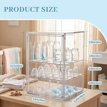 Baby Bottle Organizer, 3 Tier Bottle Storage Organizer Baby | Acrylic Bottles - Image 2