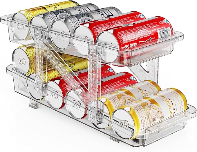Soda Can Dispenser for Refrigerator Can Holders for Fridge, Adjustable Width by HomeLivingKitchenOrganiza