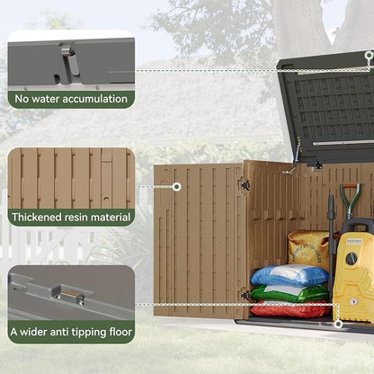 Aoxun Outdoor Storage Cabinet, 35 Cu Ft Waterproof Portable Horizontal Resin - Image 4