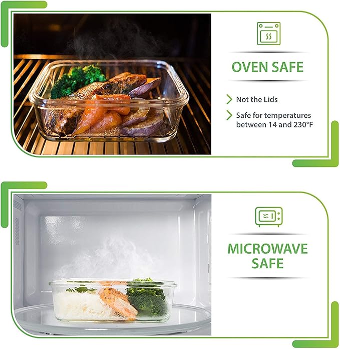 PrepNaturals 5 Pack 30oz Glass Meal Prep Containers - Image 3