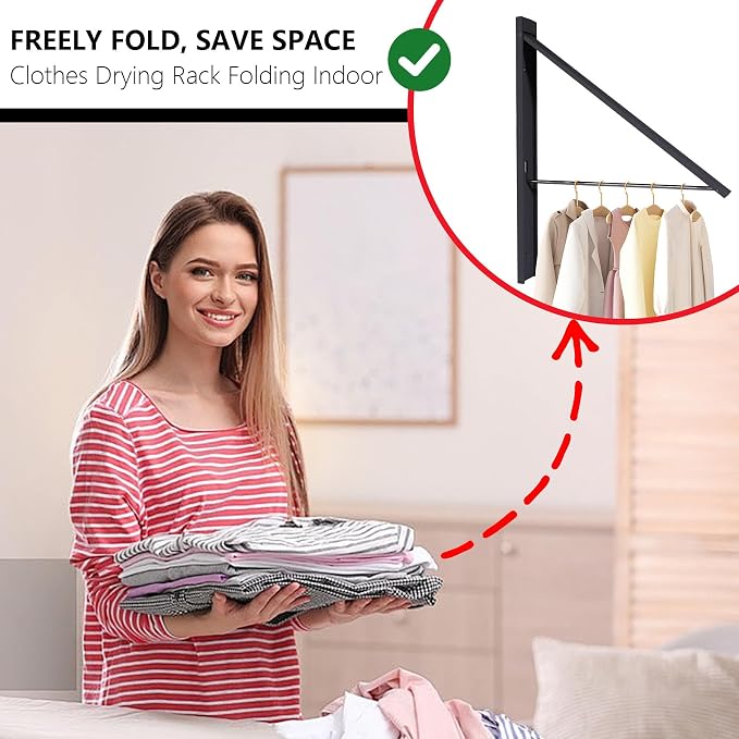 Retractable Clothes Drying Rack, Space Saver Wall Mounted Folding Hanger - Image 5