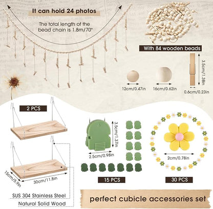 Sieral 48 Pcs Office Cubicle Decor Set, Boho Hanging Photo Display - Image 3