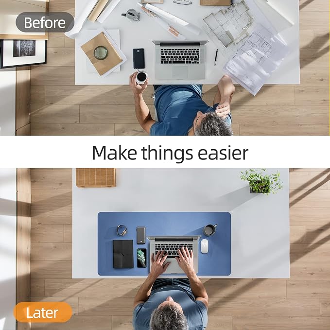 YSAGi Office Desk Pad, Desk Mat, 23.6" x 13.7" Ultra Thin Waterproof PU Leather - Image 6