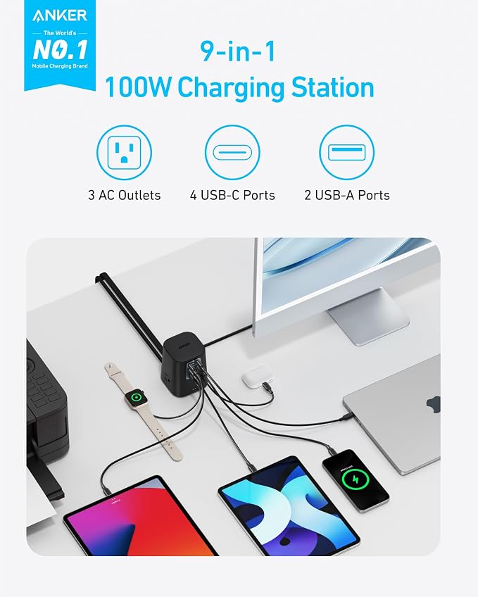 Anker Desktop Charger, 9-in-1 Power Strip - Image 2
