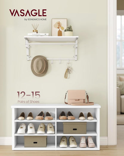VASAGLE Shoe Bench, Storage Bench, 6 Compartments, Adjustable Shelves, - Image 2