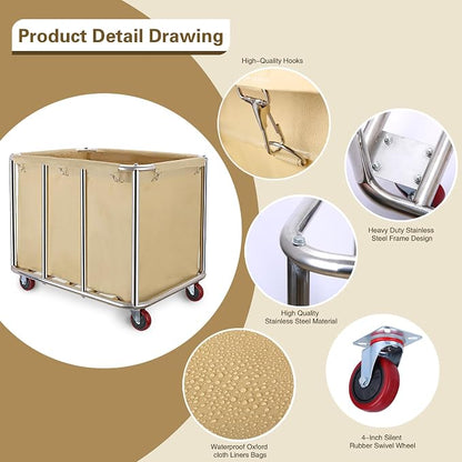 Commercial Laundry cart with Wheels, 400L Industrial Laundry cart, Laundry - Image 3