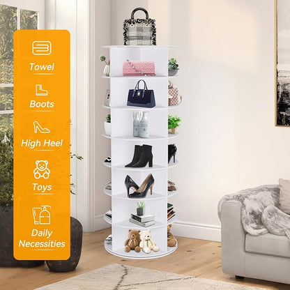 7 Tier Rotating Shoe Rack Tower, 360° Spinning Display Rack, Space Saving - Image 4