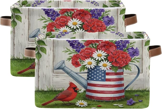 Watering Can with Us Flag Storage Bin by Takiito