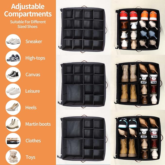 INSTY 2 Pack Shoe Organizer for Closet, Fits up to 32 Pairs, Adjustable - Image 3