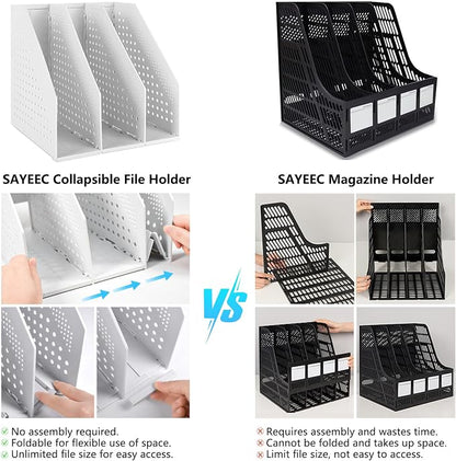 SAYEEC 1Pcs Collapsible Plastic Magazine File Holder Vertical Binder Storage - Image 6