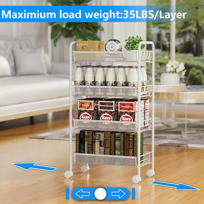 4-Tier Mesh Rolling Cart - Image 5