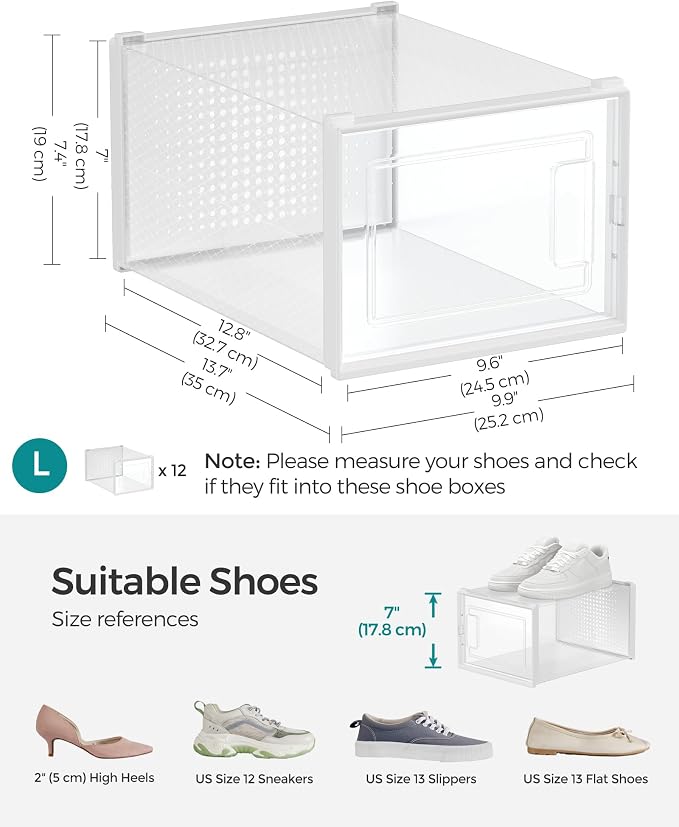 SONGMICS Shoe Boxes, Stackable Clear Plastic Boxes - Image 5