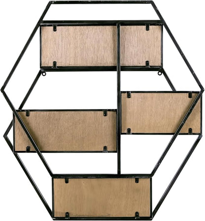 4 Tier Industrial Style Foldable Hexagon-Shaped Wall Shelves | 21" x 24" - Image 12
