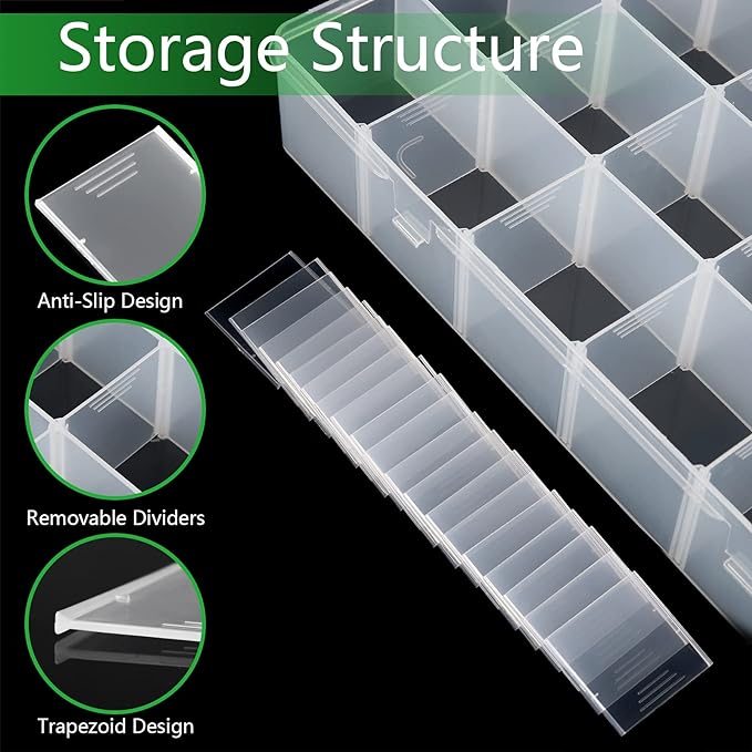 Gbivbe Large 24 Grids Plastic Organizer Box Adjustable Dividers, Art DIY Crafts - Image 3