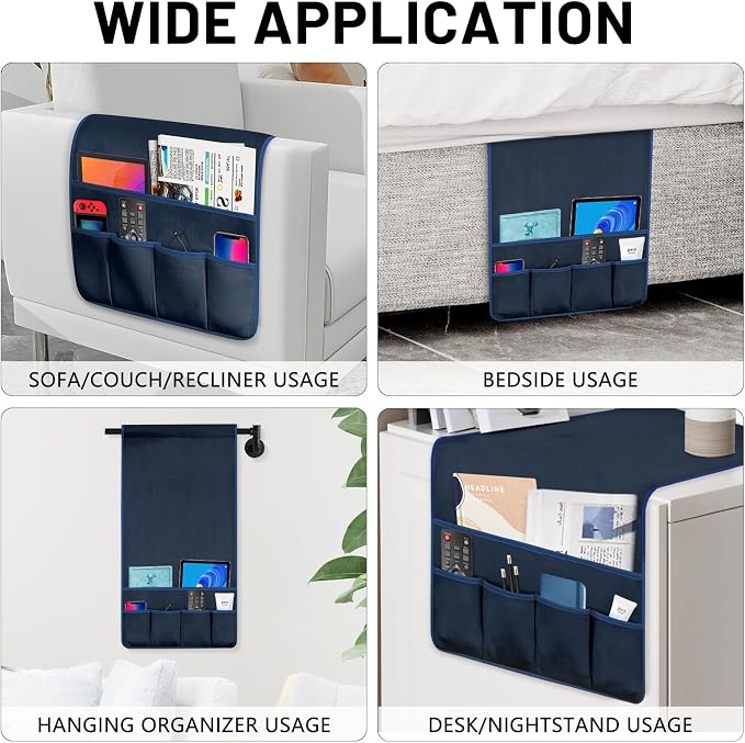 TV Remote Control Holder Couch Caddy, Non-slip Bedside Caddy Organizer - Image 3