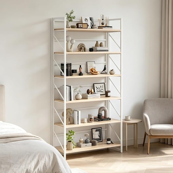 JSB 6 Tier No Assembly Folding Bookshelf, 30.7" Wide Foldable Storage Bookcase - Image 8
