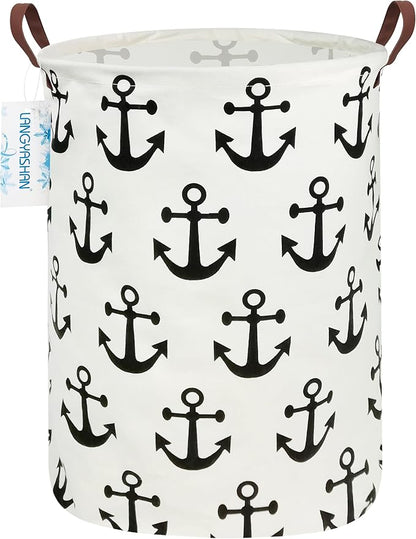 LANGYASHAN Laundry Basket Canvas Fabric Collapsible Organizer Basket by LANGYASHAN
