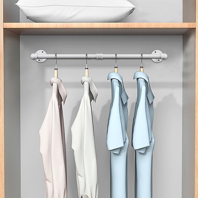 Industrial Iron Pipe Clothes Hanging Bar DIY Wall-Mounted Garment Rack Heavy - Image 2