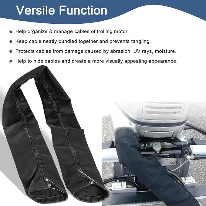 48'' Long Black Zippered Rigging Sleeve, ZRS-1-DP Casing, Trolling Motor Cable - Image 4