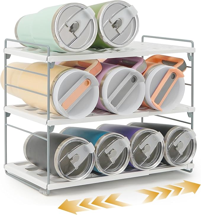 Cirhy 12" Tall 3-Tier Expandable Water Bottle Organizer – Fits 20-40 oz Stanley by Cirhy