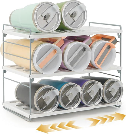 Cirhy 12" Tall 3-Tier Expandable Water Bottle Organizer – Fits 20-40 oz Stanley by Cirhy