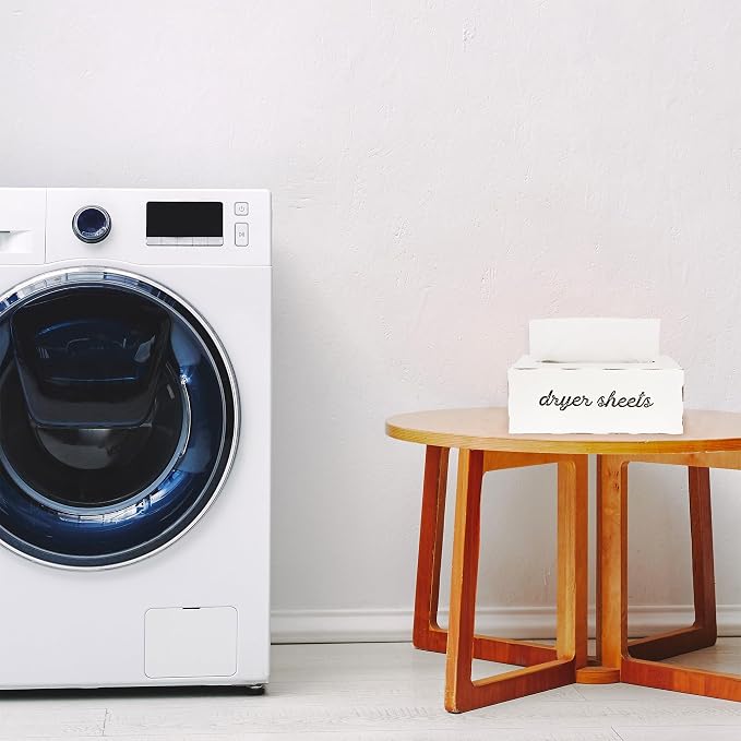 AuldHome Design Dryer Sheet Dispenser; Countertop Rustic White Fabric Softener - Image 4