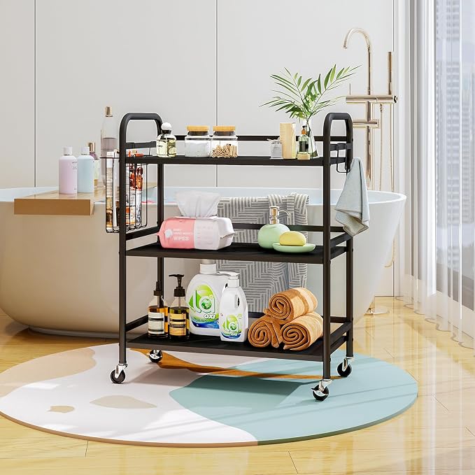 HDANI 3 Tier Metal Rolling Utility Cart, High Capacity Multi Purpose Heavy Duty - Image 8
