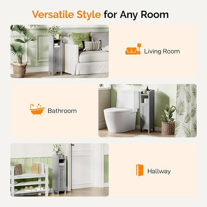VINGLI Small Storage Corner Floor Cabinet, 7.9" Narrow Toilet Paper Storage - Image 7