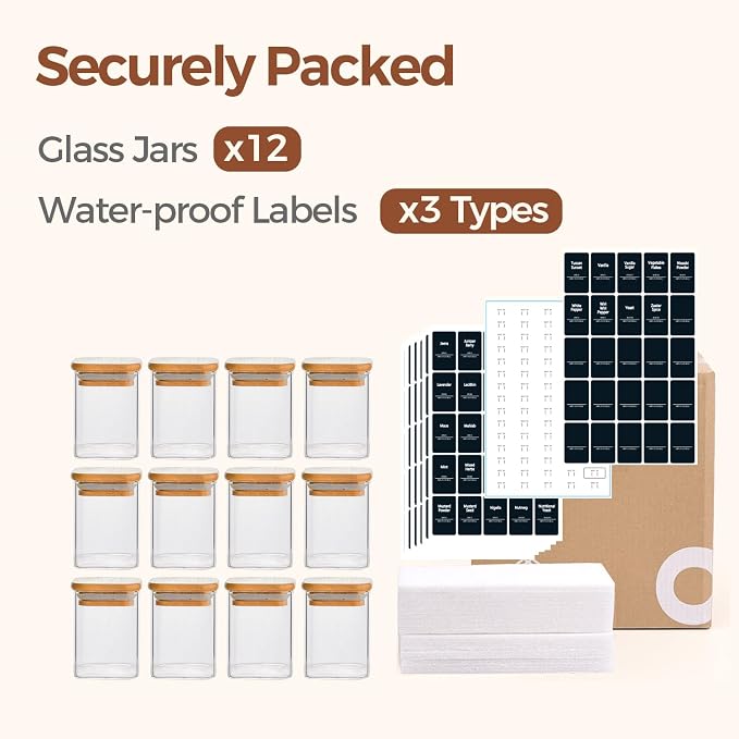 ComSaf 12Pcs Glass Spice Jars - Image 8