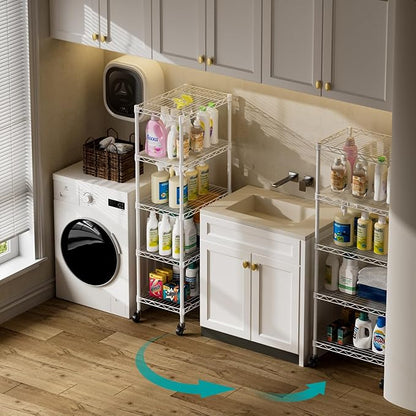 SINGAYE 5 Shelves Storage Shelf Wire Closet Bathroom Organizers Metal Pantry - Image 5