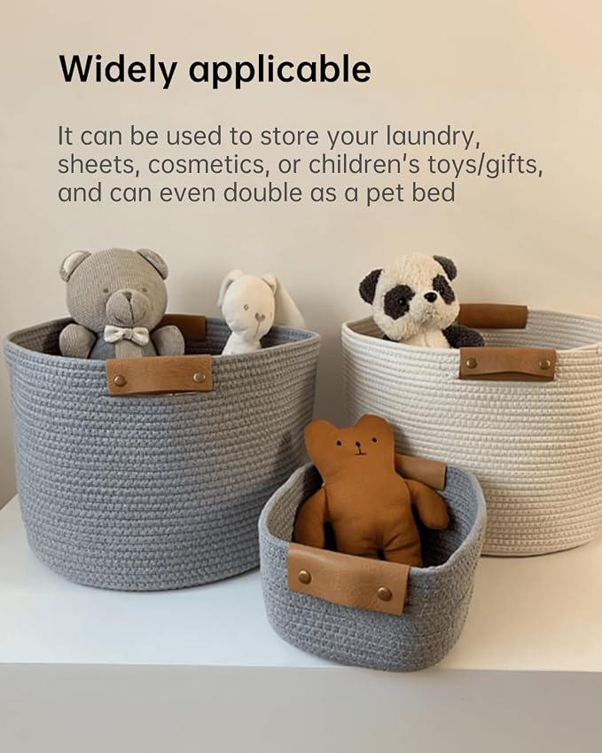 Medium Cotton Woven Basket - Image 3