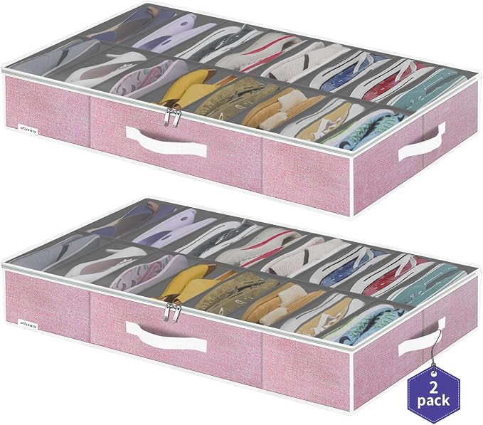 Onlyeasy Large Under Bed Shoe Organizer Container Box, Fit 16 to 32 Pairs of by Onlyeasy