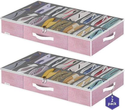 Onlyeasy Large Under Bed Shoe Organizer Container Box, Fit 16 to 32 Pairs of by Onlyeasy