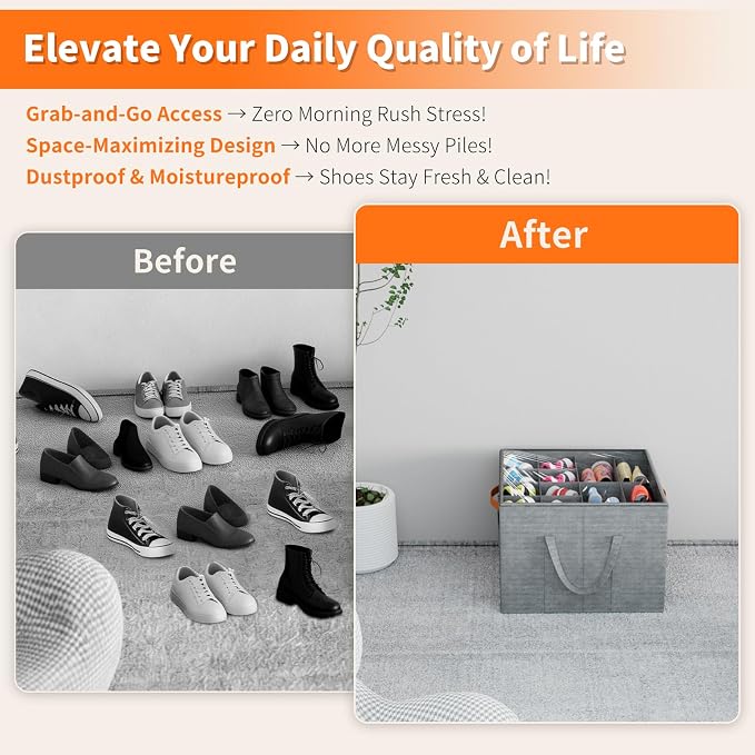 Aokeyee 2 Pack Shoe Organizer for Closet, Foldable Shoe Storage Organizer Box - Image 5